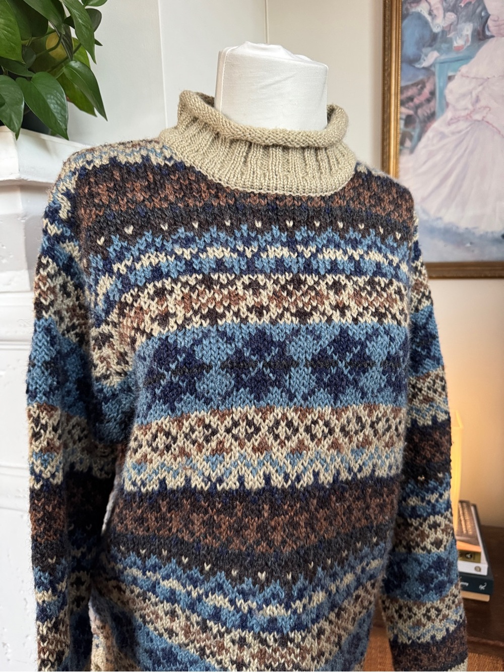 Vintage Blue & Brown Fair Isle Sweater